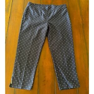 IZOD Women’s Golf Ankle Pants Size 12 Navy Polka Dot Stretch Side Zip